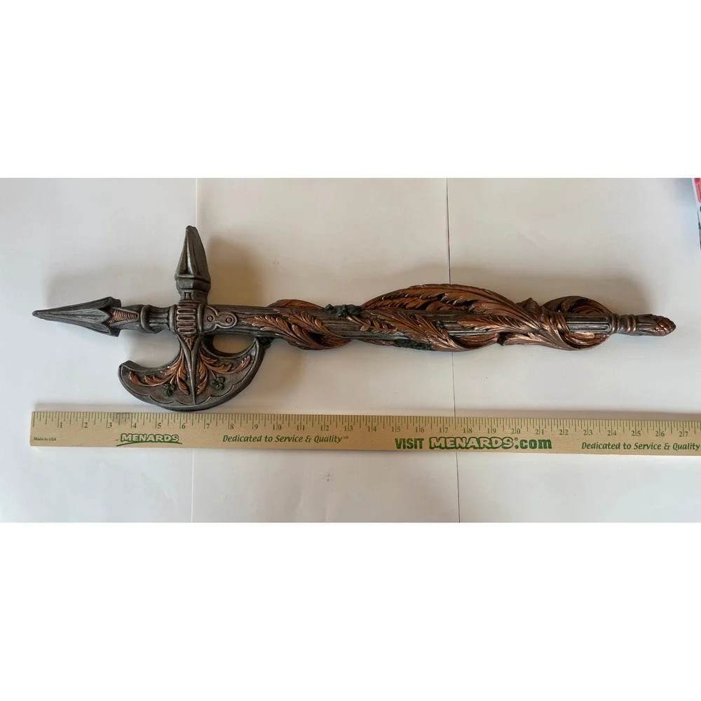 Chalk ware Plaster Decorator Sword Axe Wall Hanging 1970s